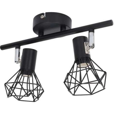 Spot de plafond 2 lumières orientables style vintage avec douilles E14, kit sur rail 85-265V