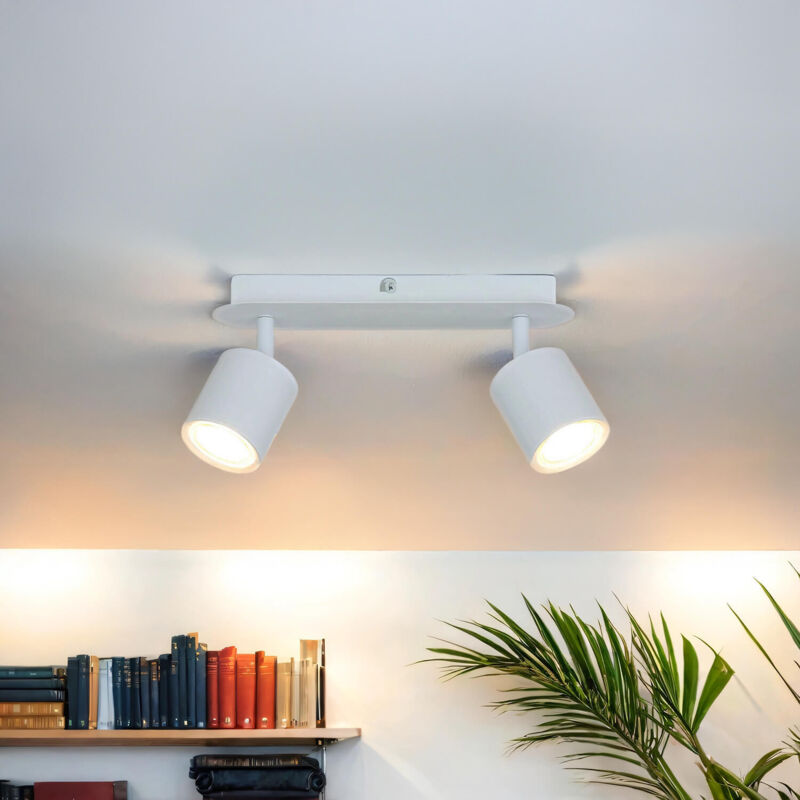 Petit spot de plafond Blanc GU10 2 flammes Métal Moderne Lampe Petit spot de plafond Blanc GU10 2 flammes Métal Moderne Lampe