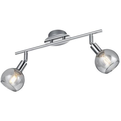 Spot de Plafond Chrome 2 Eclairage Trio Verre Fumé
