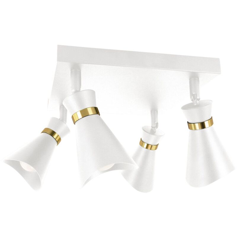 Licht-erlebnisse - Spot de plafond E14 w : 25 cm orientable en or blanc Spot de plafond moderne 4 lampes Licht-erlebnisse - Spot de plafond E14 w : 25 cm orientable en or blanc Spot de plafond moderne 4 lampes