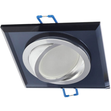 Spot de plafond encastrable CRYSTAL R IP20 carré en verre orientable noir et argent EDO777404 Edo Solutions