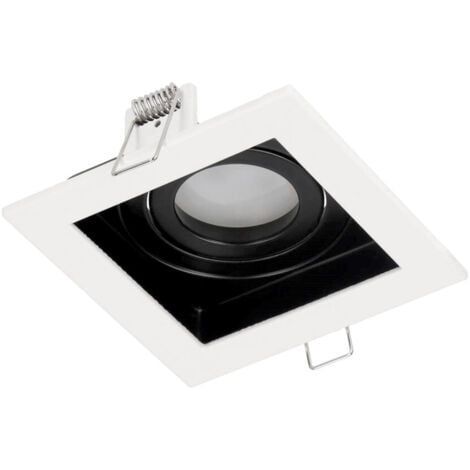 Spot de plafond encastré RUTEN 1 Blanc IP20 carré blanc-noir EDO777128 Edo Solutions