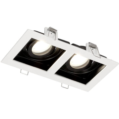 Spot de plafond encastré RUTEN 2 Blanc IP20 carré blanc,noir EDO777129 Edo Solutions