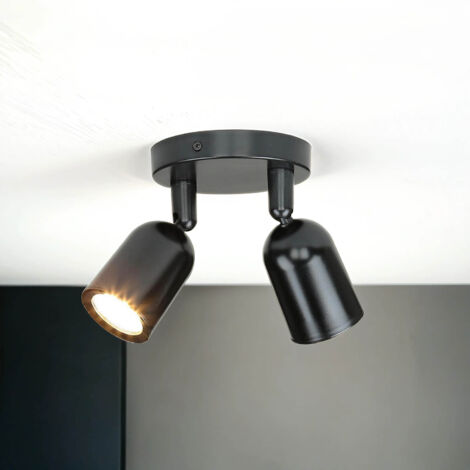 Spot de plafond GU10 orientable largeur 13 cm noir Spot de plafond 2 lampes