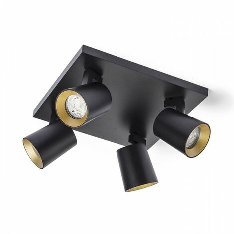 Spot de plafond KENNY IV noir/or 230V GU10 4x35W