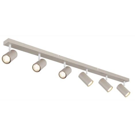 Spot de plafond Lampe de plafond 6 flammes Spot couleur sable Spots mobiles Lampe de salon, métal, 6x GU10 douilles, LxlxH 115x6x12cm