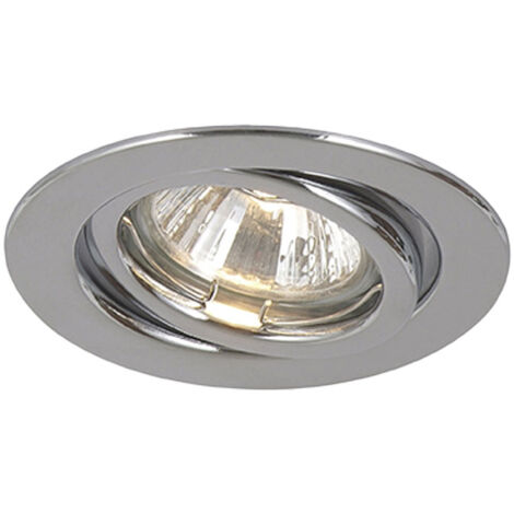 Spot de plafond lampe encastrable spot encastrable plafonnier lampe de salon, métal chromé rond, douille GU10, diamètre 9,7 cm