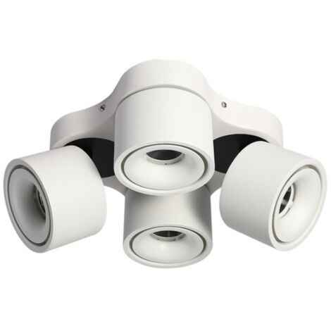 Spot de Plafond LED 220° + 90° Lumière d'accentuation à Montage en Surface Réglable, Éclairage sur Rail Fixe en Aluminium à 4 Voies Intérieur, Spot de Plafond pour Galerie de Couloir de Chambre