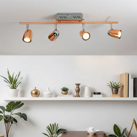 Spot de plafond LED en acier inoxydable verre orientable en cuivre allongé 3000 K lumière blanc chaud 1960 lm