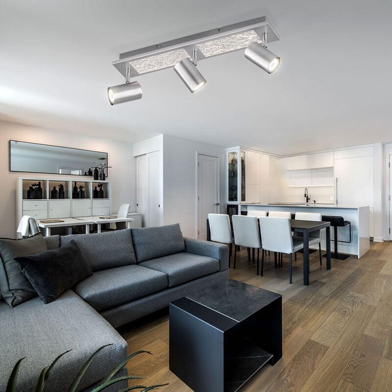 Wofi - Spot de plafond pivotant Spots de plafonnier argent Plafonnier GU10 à 3 flammes, métal chromé, 3x douille GU10, LxlxH 55,5x9x17 cm 11591