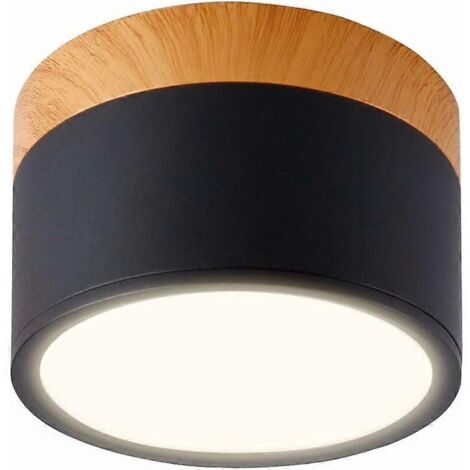 Spot de plafond rond à LED, boîtier en aluminium blanc chaud et noir, 12 W, 100 mm, 230 V, 3000 K [Classe énergétique A+]