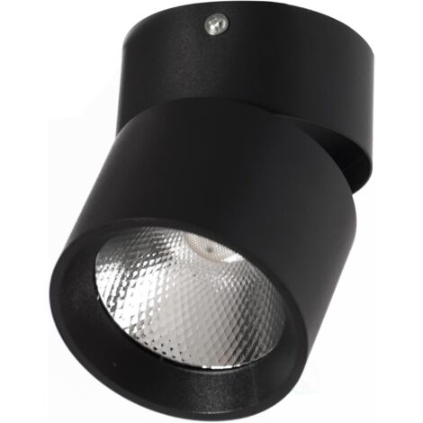 Spot de plafond rond LED en aluminium, luminaire encastré décoratif moderne et réglable, 15 watts, lumière neutre 4000K, noir.