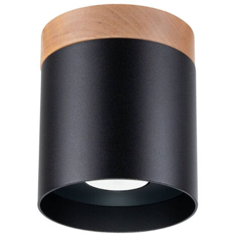 Spot de plafond scandinave tubulaire noir, Ø 12 cm, 1 ampoule GU10 10 W, réf. SL.1349, Sollux Lighting