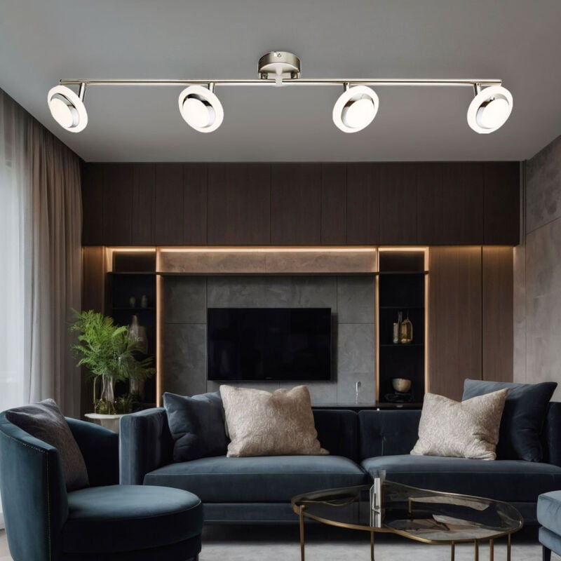 Spot de plafond spot lampe de plafond led orientable lampe de salon, spots mobiles, métal nickel chrome mat, plastique satiné, 4x 4W 4x 280lm blanc