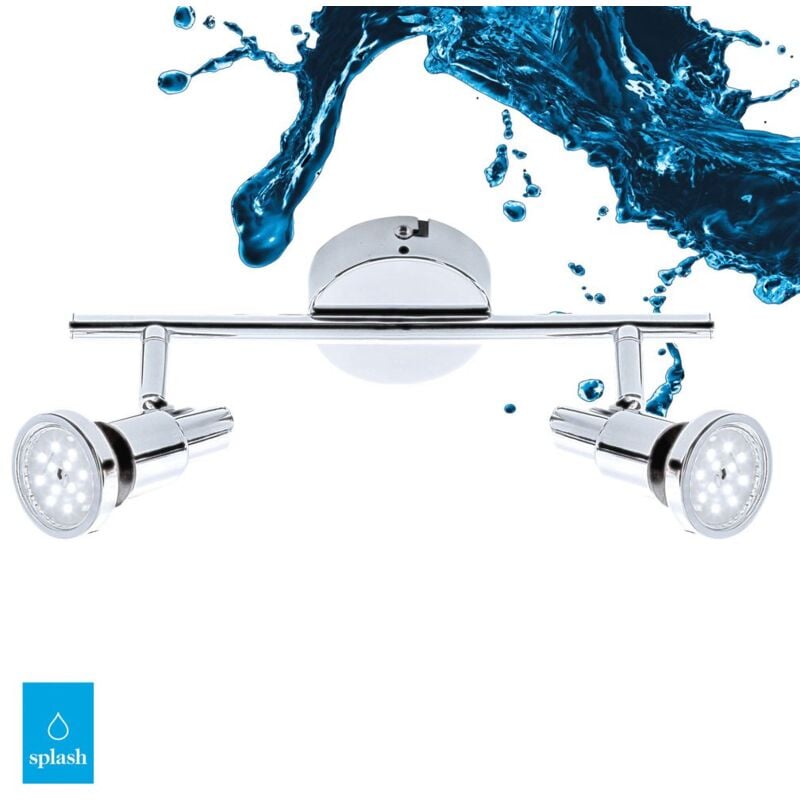 Plafonnier led Briloner leuchten flamo, 4 w, 400 lm, IP44, chrome, métal, incl., 2x GU10, 27,5 x 8 x 12,3 cm