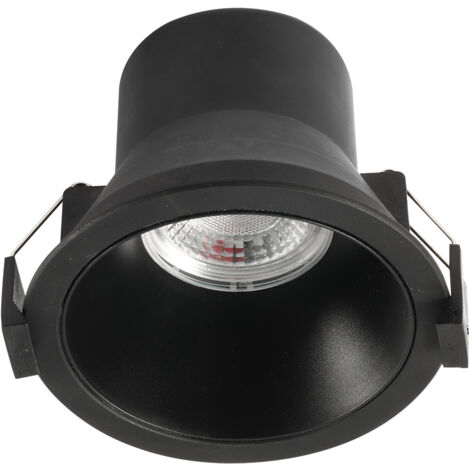 Spot downlight LED encastrable 8W rond ∅90mm Noir, Anti-éblouissant CCT4 étanche IP44