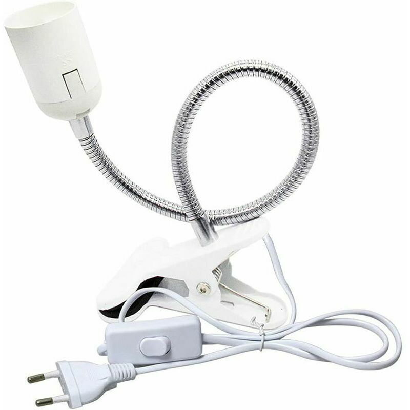 Spot E27 Pince pour Lampe de Lecture au Lit, AC 230V, Cable Douille Clipsable avec Interrupteur, Lampe Pince E27 Clip Lampe col de Cygne Flexible