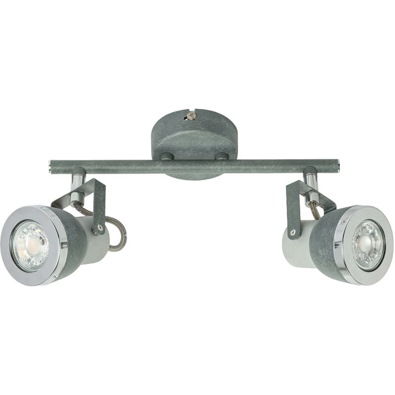 Spot de plafond plafonnier de salon gris avec spots orientables, métal gris pierre, 2x GU10, LxH 26 x 18,5 cm