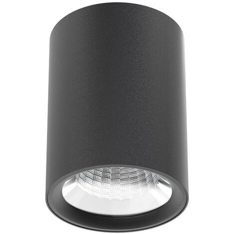 Spot en saillie rond, Ø 90mm, douille GU10 pour ampoule LED ou halogène de 15W max, spot plafond noir en métal, éclairage plafond moderne, profondeur 90mm, IP20