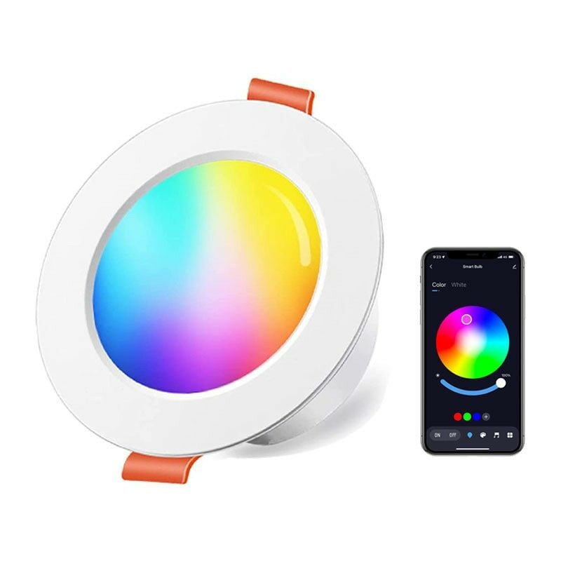 Spot Encastré led 10W (Équivalent à 80W) rgb Dimming Couleur rgbw IP44 3000-6500K Rond Dimmable Télécommande Encastré (Ensemble de 4)