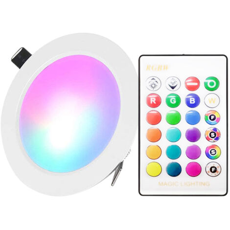 Spot encastrable à LED 5 W avec télécommande IR 16 couleurs et 4 modes clignotants Projecteur de plafond à changement de couleur RGBW à intensité variable