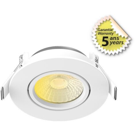Spot encastrable blanc 6W – CCT 2700K-4000K – IP65 pour espaces humides – Angle d'éclairage 60° – Aluminium et PC – Miidex Lighting