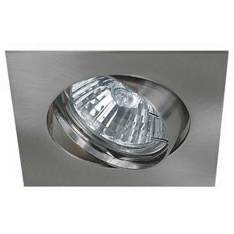Spot Encastrable Carré Orientable Finition Nickel Satiné pour ampoule GU10 230V Halogène / LED - Max 50W