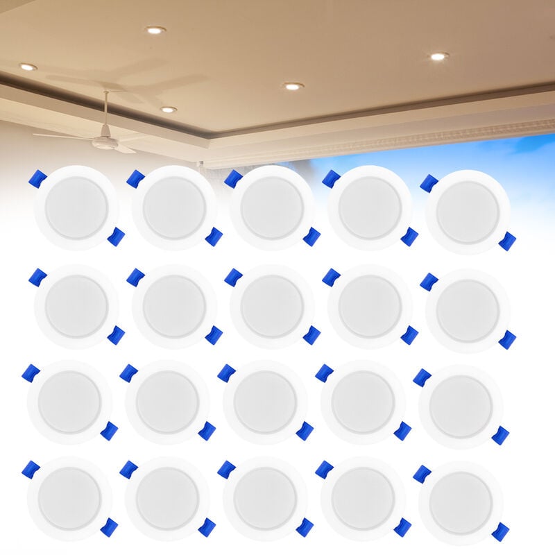 Spot encastrable de salle de bain Lot de 20 led Spot Encastrable Encastré 5W Blanc chaud Spots de Plafond Plafonniers Hengmei