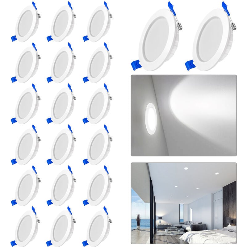 Spot encastrable de salle de bain Lot de 20 led Spot Encastrable Encastré 5W Blanc froid Spots de Plafond Plafonniers Hengmei