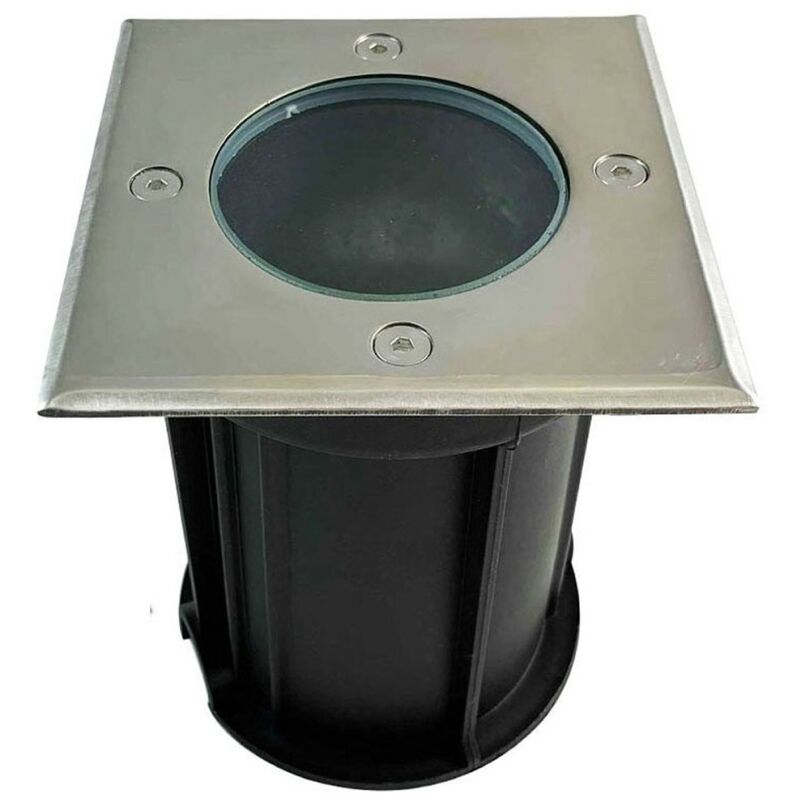 Europalamp – Spot encastrable extérieur sol carré inox 304 étanche IP65 – Compatible ampoule GU10 – Installation simple dans béton ou bois