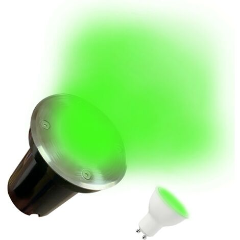 Spot Encastrable de Sol Rond Inox 304 Exterieur IP65 + Ampoule GU10 5W VERTE