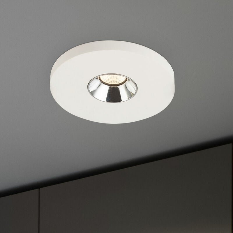 Globo - Spot encastrable en plâtre blanc lampe de cuisine encastrable plafonnier lampe encastrable, chrome, led 4,2W 200Lm blanc chaud, DxH 9x6 cm