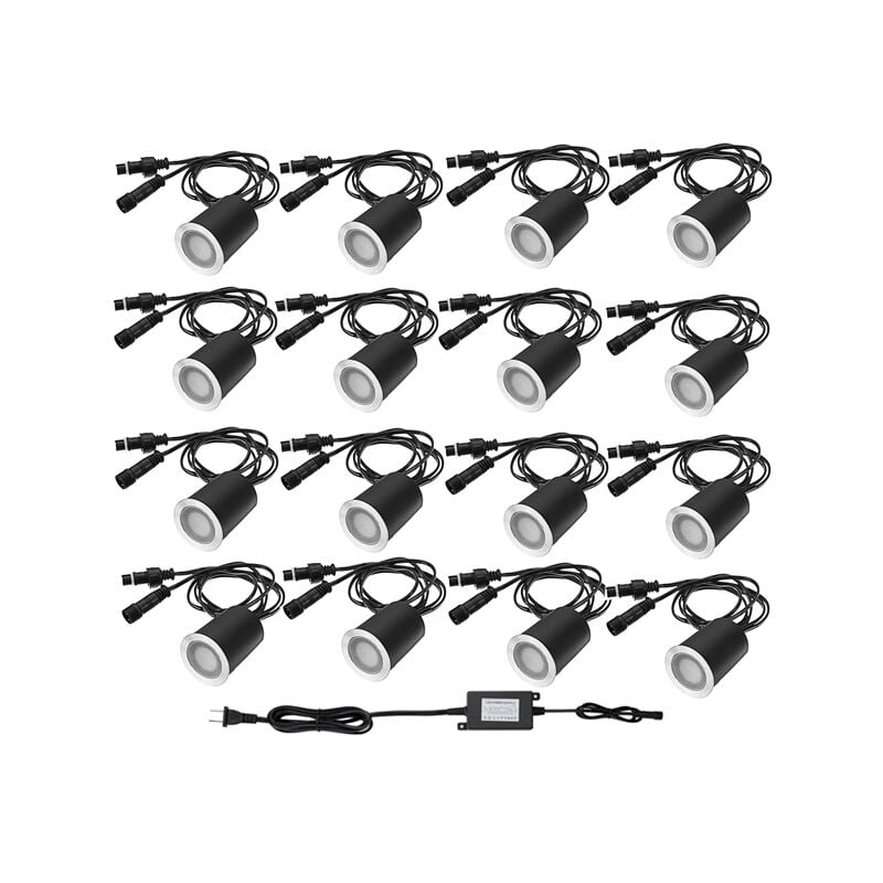 Spot encastrable exterieur 16 kits d'éclairage principal de plate-forme de led φ32mm IP67 imperméabilisent la basse tension 12V - lumière blanche