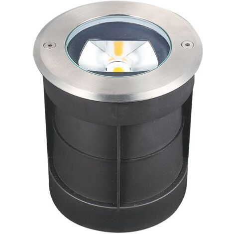 Spot Encastrable Extérieur de Sol Rond LED D130 7W Asymétrique Inox Zambelis - 45 deg - Blanc chaud - 3000K