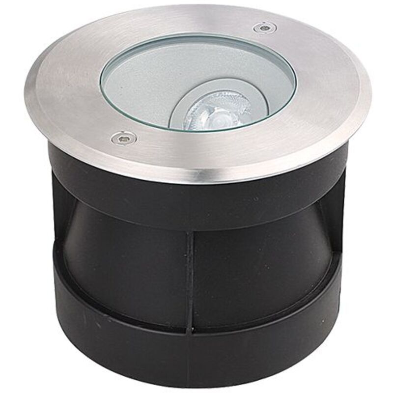 Spot Encastrable Extérieur de Sol Rond LED D150 7W Asymétrique Inox Zambelis - 45 deg - Blanc chaud - 3000K