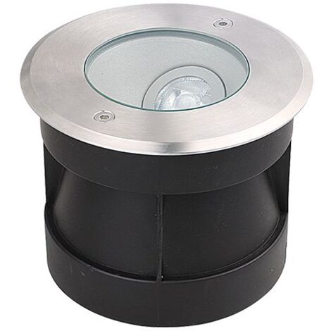 Spot Encastrable Extérieur de Sol Rond LED D150 7W Asymétrique Inox Zambelis - 45 deg - Blanc chaud - 3000K