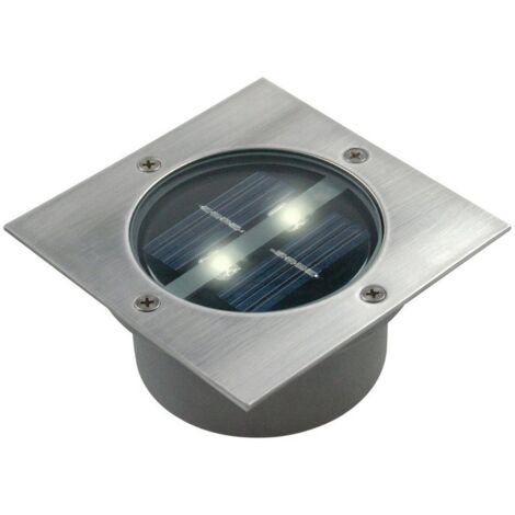 Spot encastrable extérieur sol LED 2 x 0,06 W – Acier inoxydable brossé – IP67 – Alimentation solaire avec 2 piles AAA – Dimensions 10,5 x 10,5 x 5 cm – Ranex - Y142102