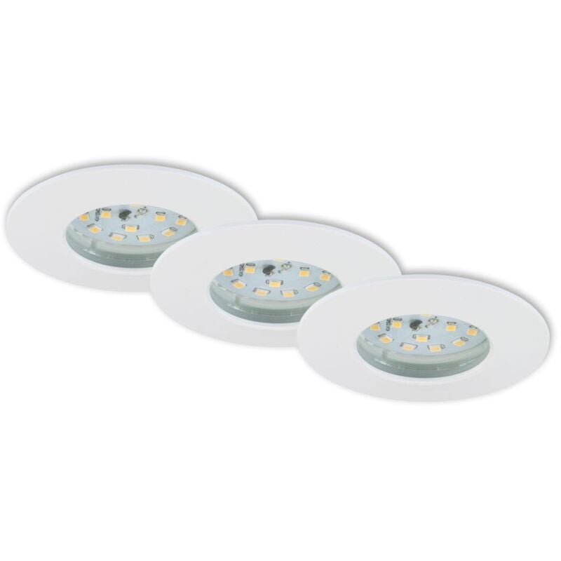 Lampe led encastrée Briloner leuchten attach dim, 5,5 w, 470 lm, IP44, blanc, plastique, intensité lumineuse variable, set de 3, ø 7,5 cm