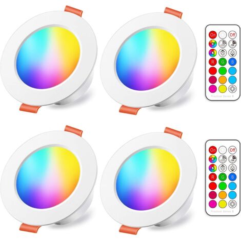 Spot Encastrable LED 10W RGB Dimmable RGB Blanc Chaud (Lot de 4)