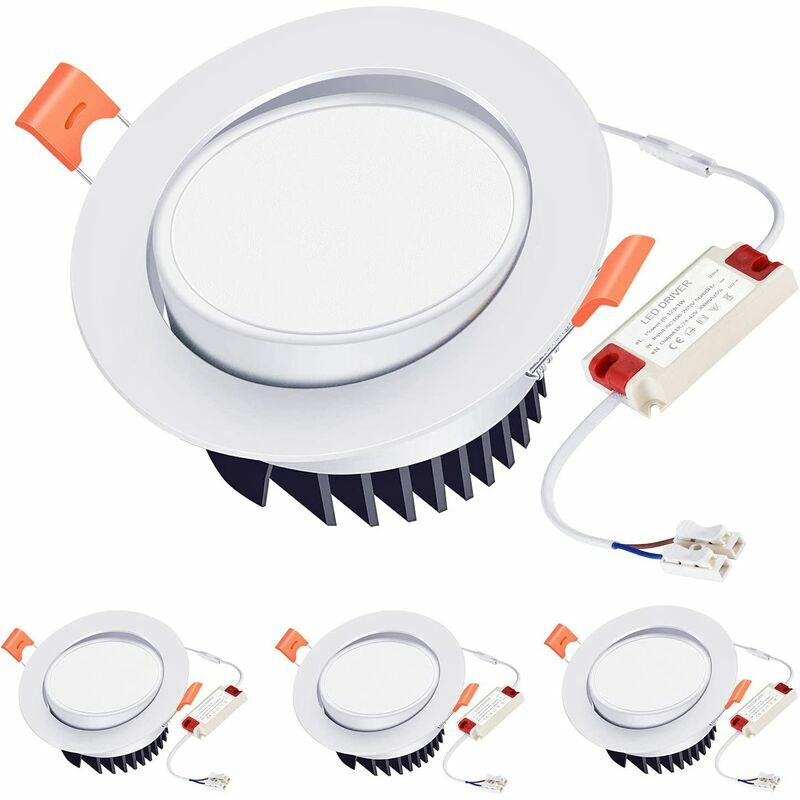 Spot Encastrable led 12W Blanc Chaud 3000K Spot Encastrable led Orientable à 40° pour Cuisine, Salle de Bain, Lot de 3