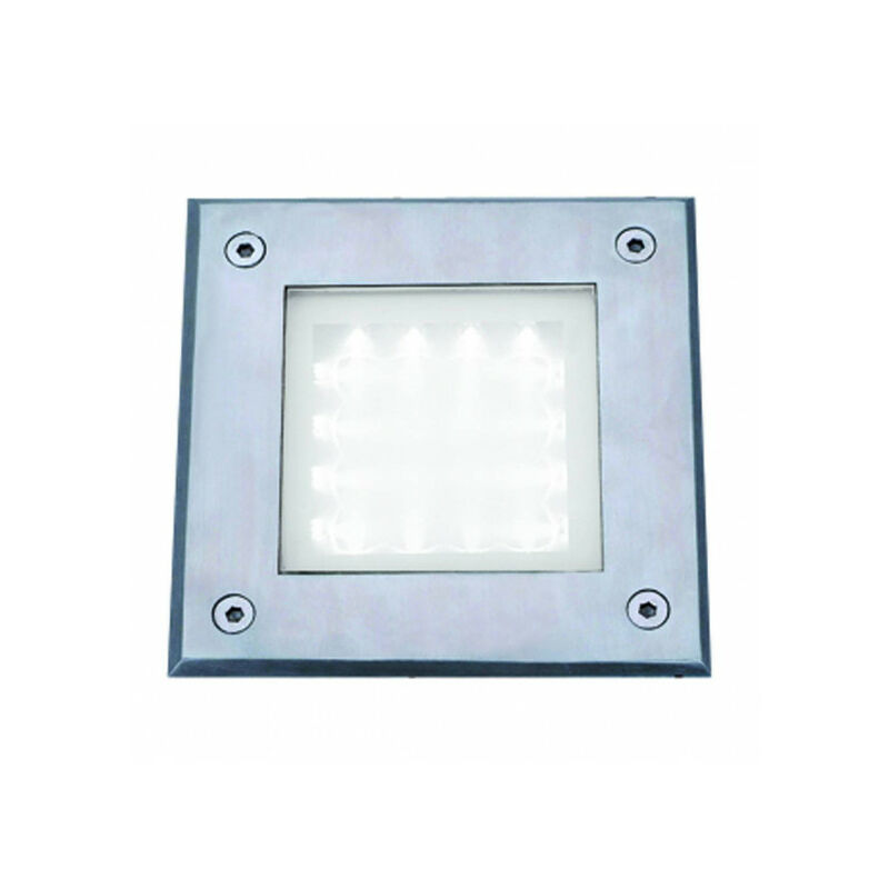 Spot encastrable led, carré, acier inoxydable et verre