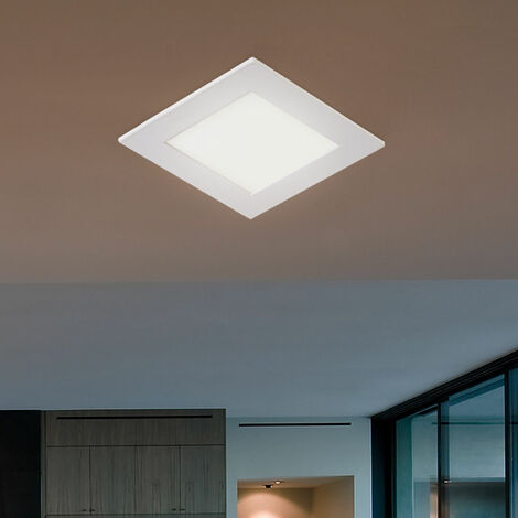 Spot encastrable LED Panneau encastrable plat LED Spot encastrable rond Plafonnier LED blanc, aluminium, 3W 130lm blanc chaud, LxPxH 8,4x8,4x1,2cm