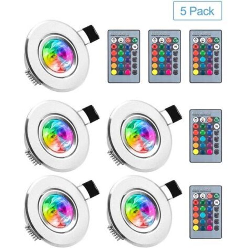 VURAHOME - Spot encastrable LED RGB 5 pièces – 16 couleurs dimmables – Tension 85-265V – Luminosité 180 LM – Installation facile pour salon et salle