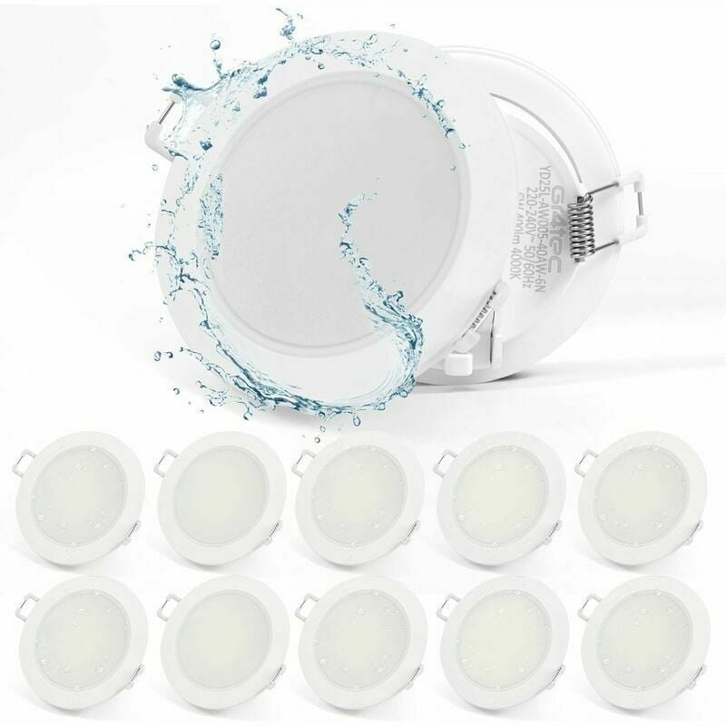 Spot encastrable mur et plafond Spot led Encastrable Extra Plat 220V, 10x 5W Plafonnier Encastré IP65 400LM 4000K Blanc Neutre, Spot Encastré