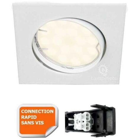 Spot encastrable orientable carré led smd gu10 230v blanc rendu environ 50w halogène
