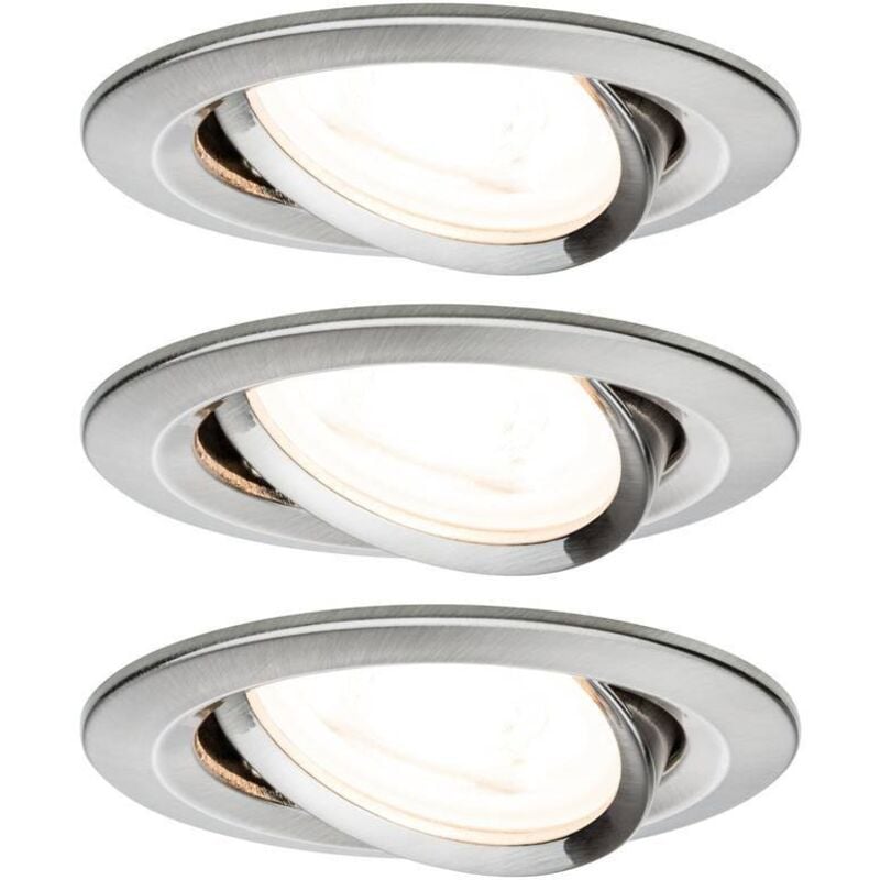 93429 Nova Spot encastrable jeu de 3 led GU10 19.5 w fer (brossé) - Paulmann