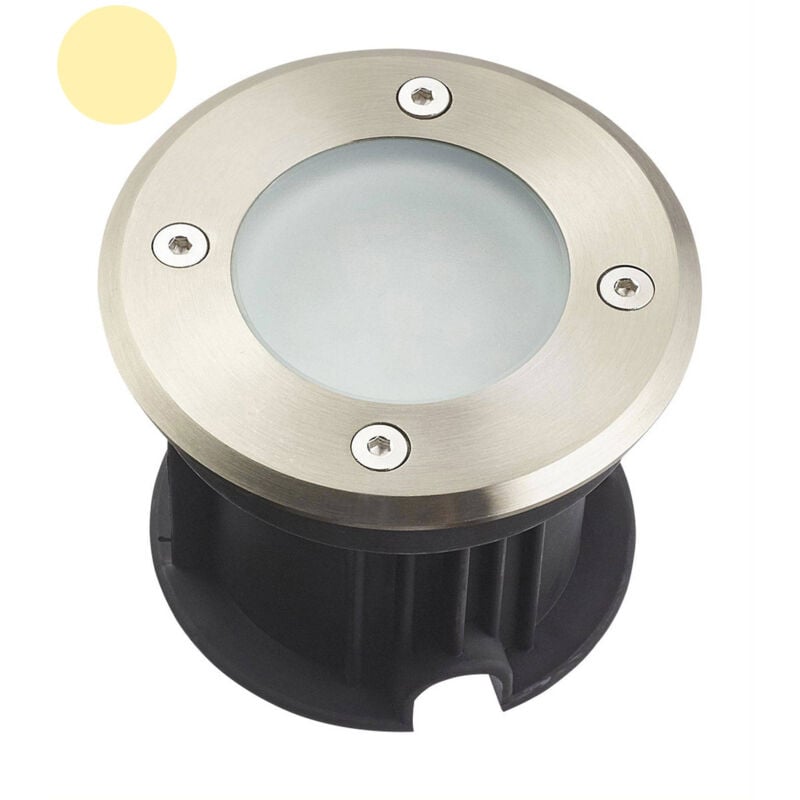 Support Spot Encastrable Sol 2W AC220-240V Étanche IP67 Rond - percage 85mm Diffuseur Dépoli - Blanc Chaud 3000K