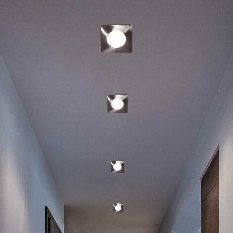 Spot encastrable spot encastrable au plafond plafonnier spot encastrable au plafond, transformateur chrome, 1x LED 12W 1000Lm blanc chaud, Lxl 10,2cm, profondeur d'encastrement 12cm, lot de 4
