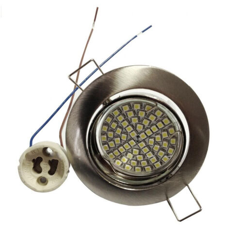 Spot Encastré 5w Ampoule Led Gu10 60 Smd 220v Orientable Acier Et Blanc Argent