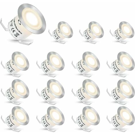 Spot encastré à LED pour l'extérieur IP67 étanche Lampe d'escalier Jardin patio Blanc naturel 16 pièces